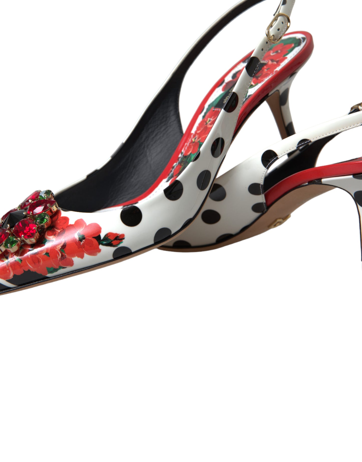 Chic Multicolor Floral Slingback Heels with Crystals