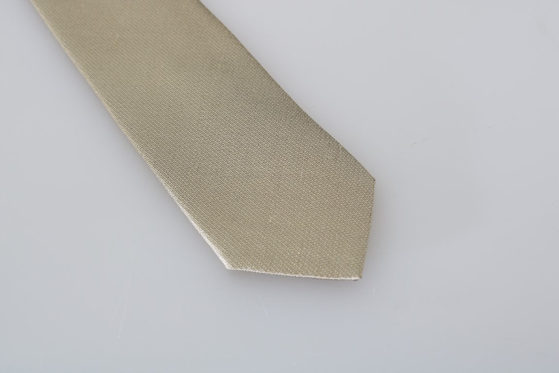 Elegant Beige Silk Neck Tie