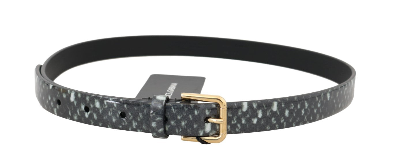 Chic Monochrome Leather Belt with Gold Buckle