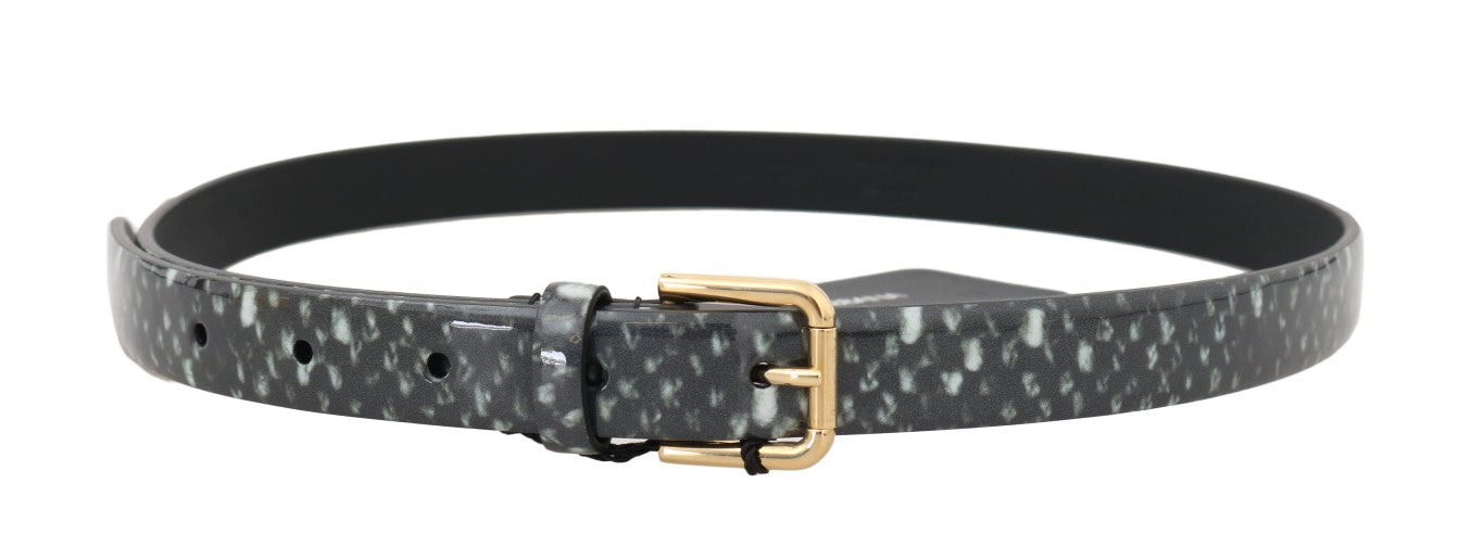 Chic Monochrome Leather Belt with Gold Buckle