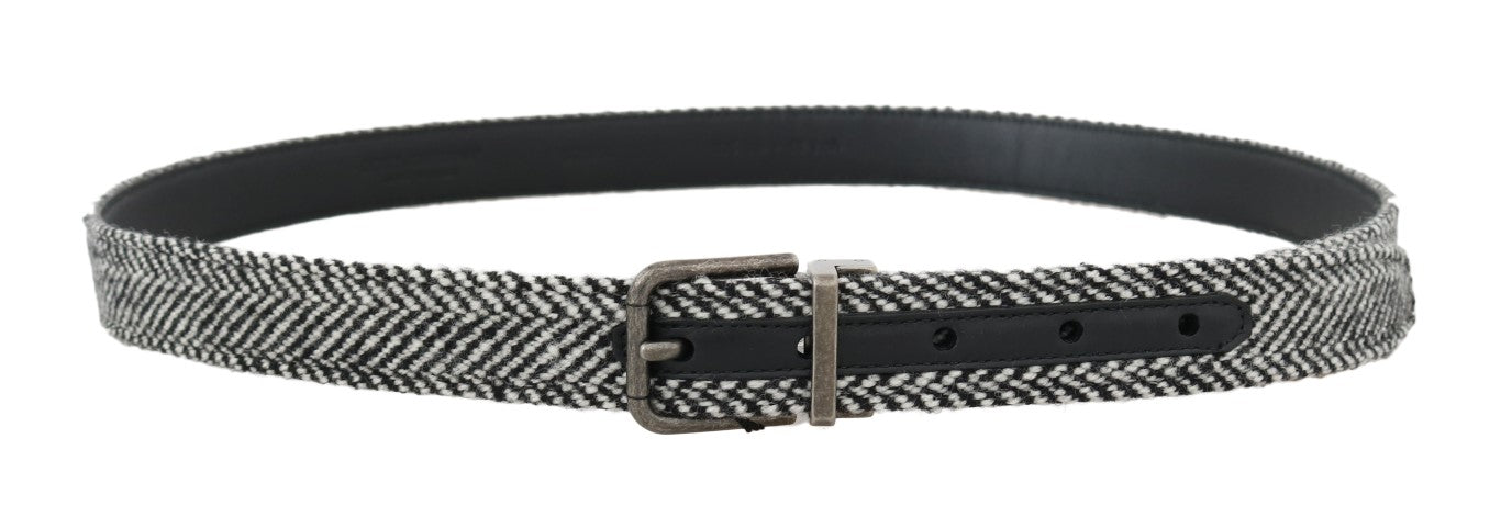 Elegant Black and White Men's Wool Belt