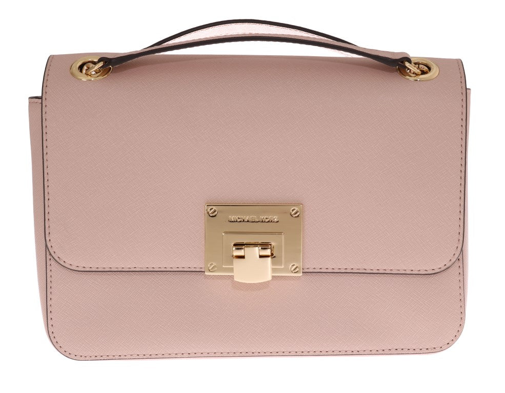 Elegant Ballet Pink Leather Shoulder Bag