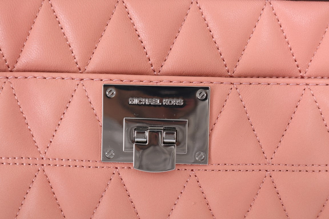 Elegant Peach Leather Shoulder Bag