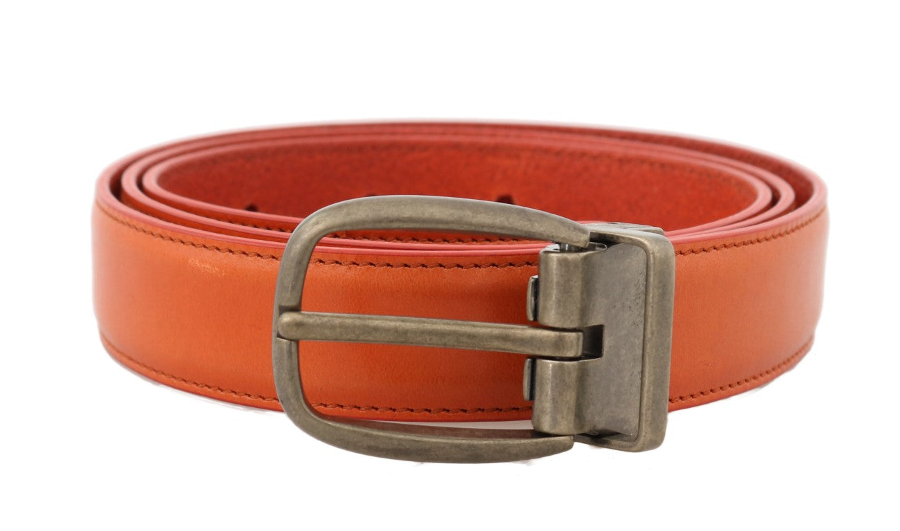 Elegant Orange Leather Men's Belt