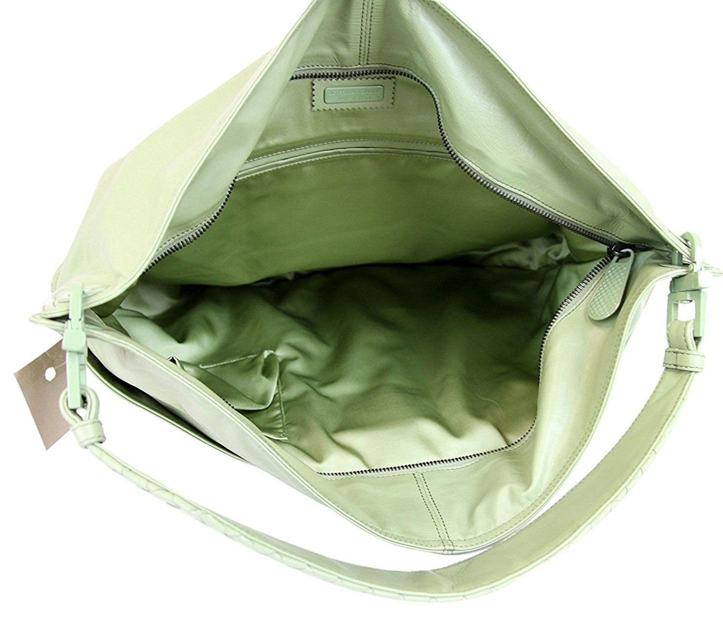 Bottega Veneta Women Green Leather Hobo Woven Detail Bag