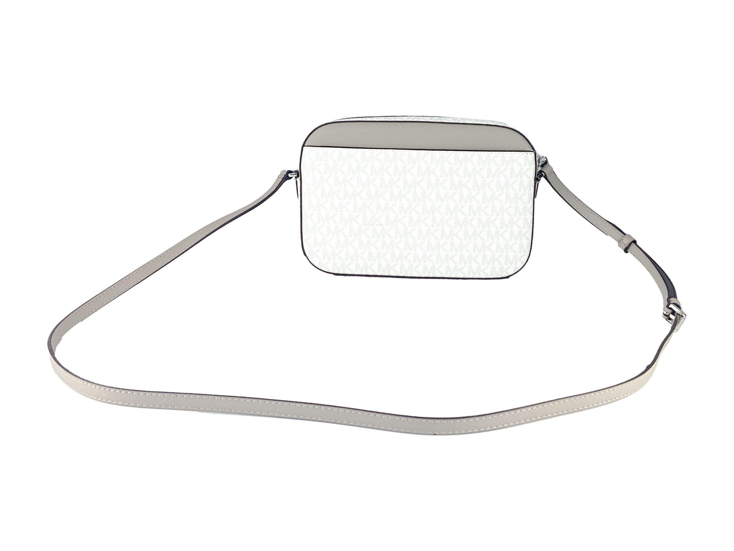 Jet Set Item Large East West Signature Leather Zip Chain Crossbody Handbag (Bright White Signature)