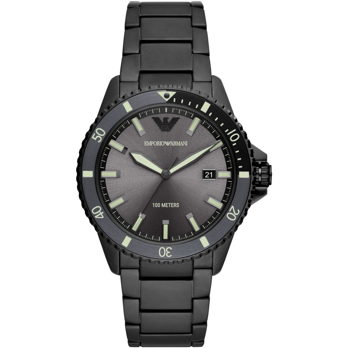 Sleek Black Steel Quartz Mens Watch