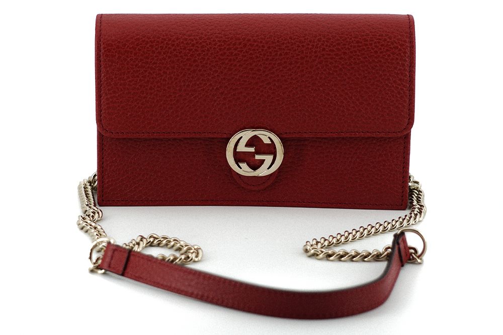 Elegant Red Leather Crossbody Shoulder Bag