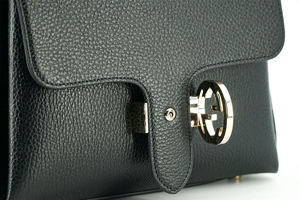 Elegant Black Leather Chain Shoulder Bag