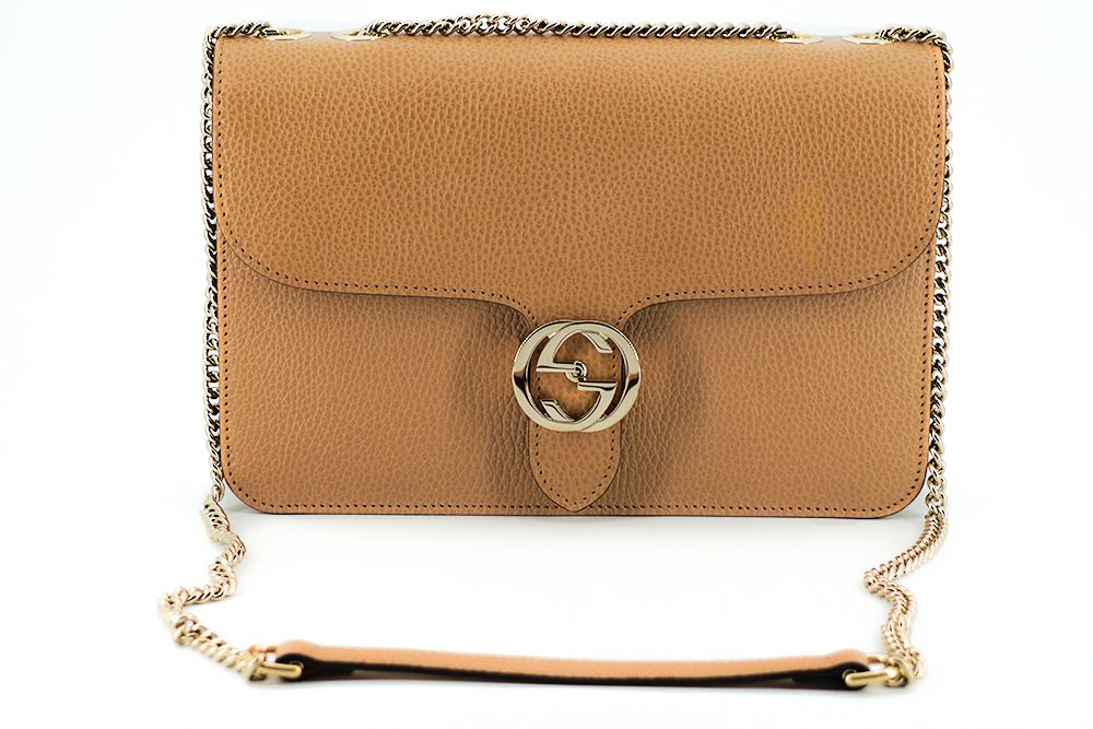 Elegant Beige Calf Leather Shoulder Bag