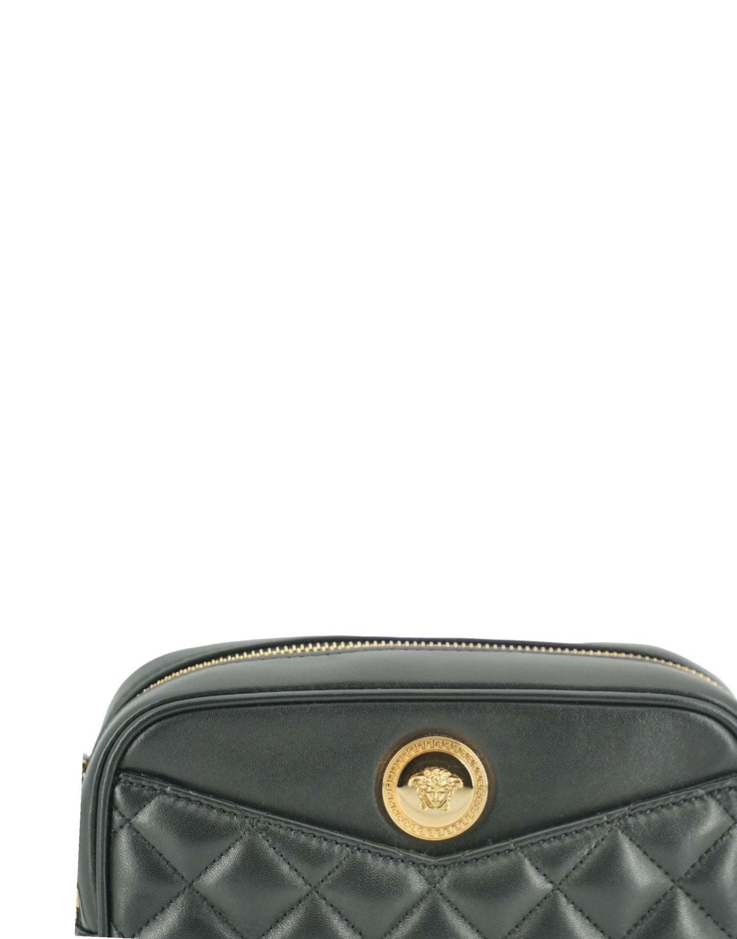 Black Lamb Leather Small Camera Crossbody Bag