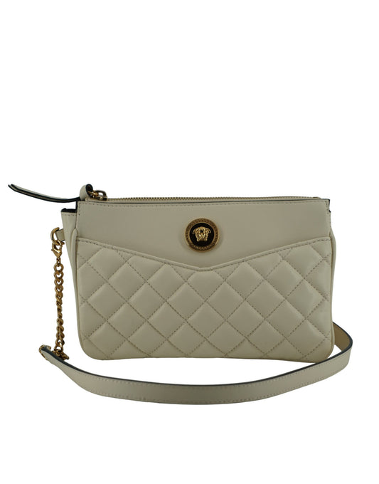 White Lamb Leather Pouch Crossbody Bag