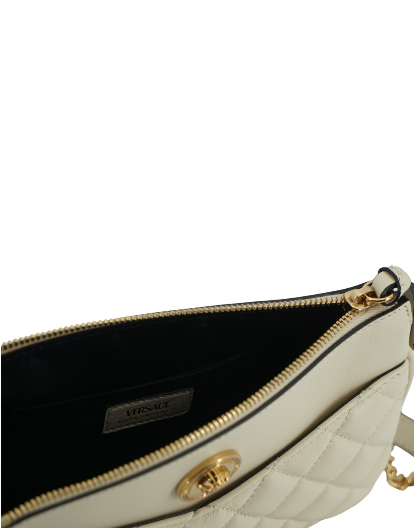 White Lamb Leather Pouch Crossbody Bag