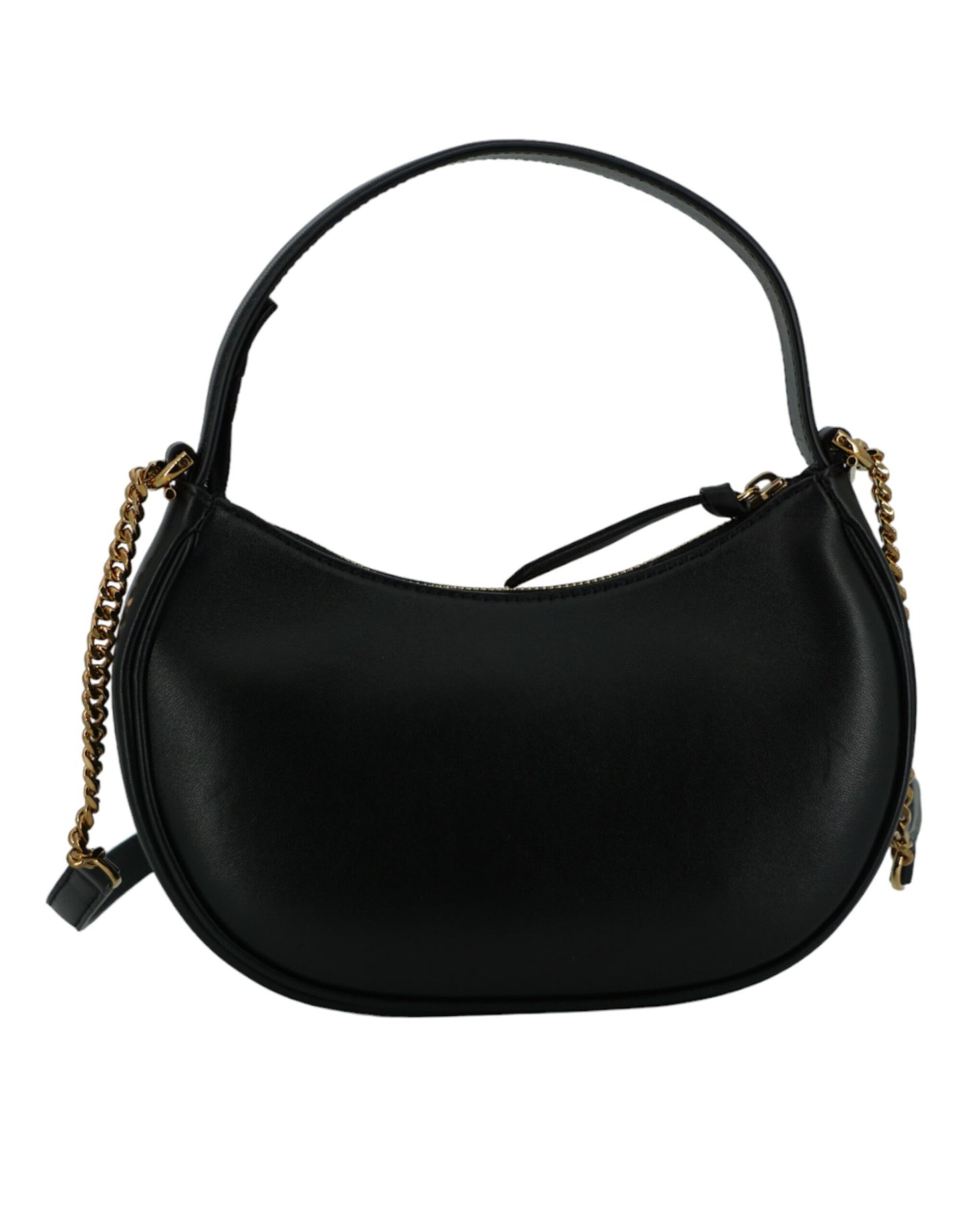 Black Leather Half Moon Shoulder Bag