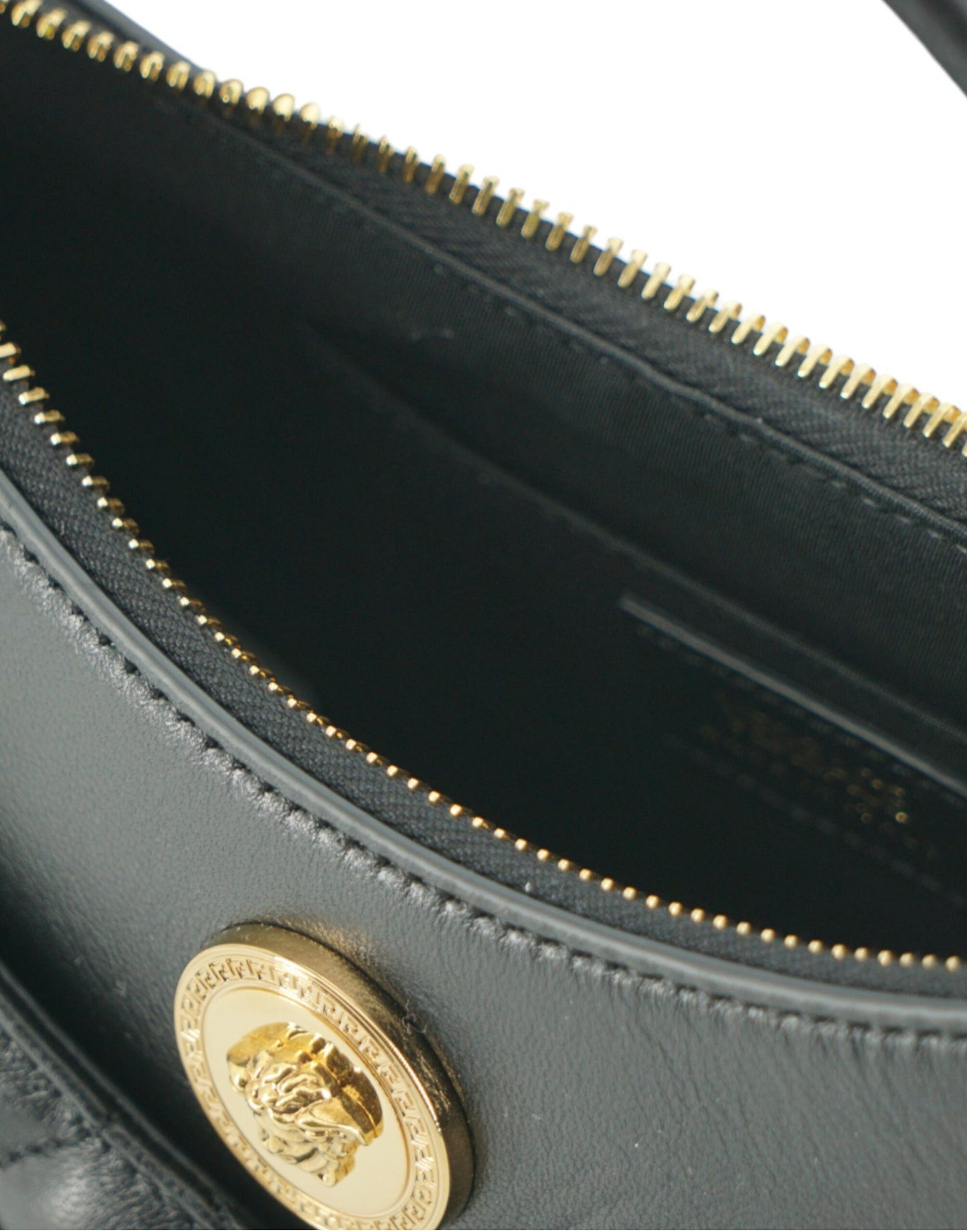 Black Leather Half Moon Shoulder Bag