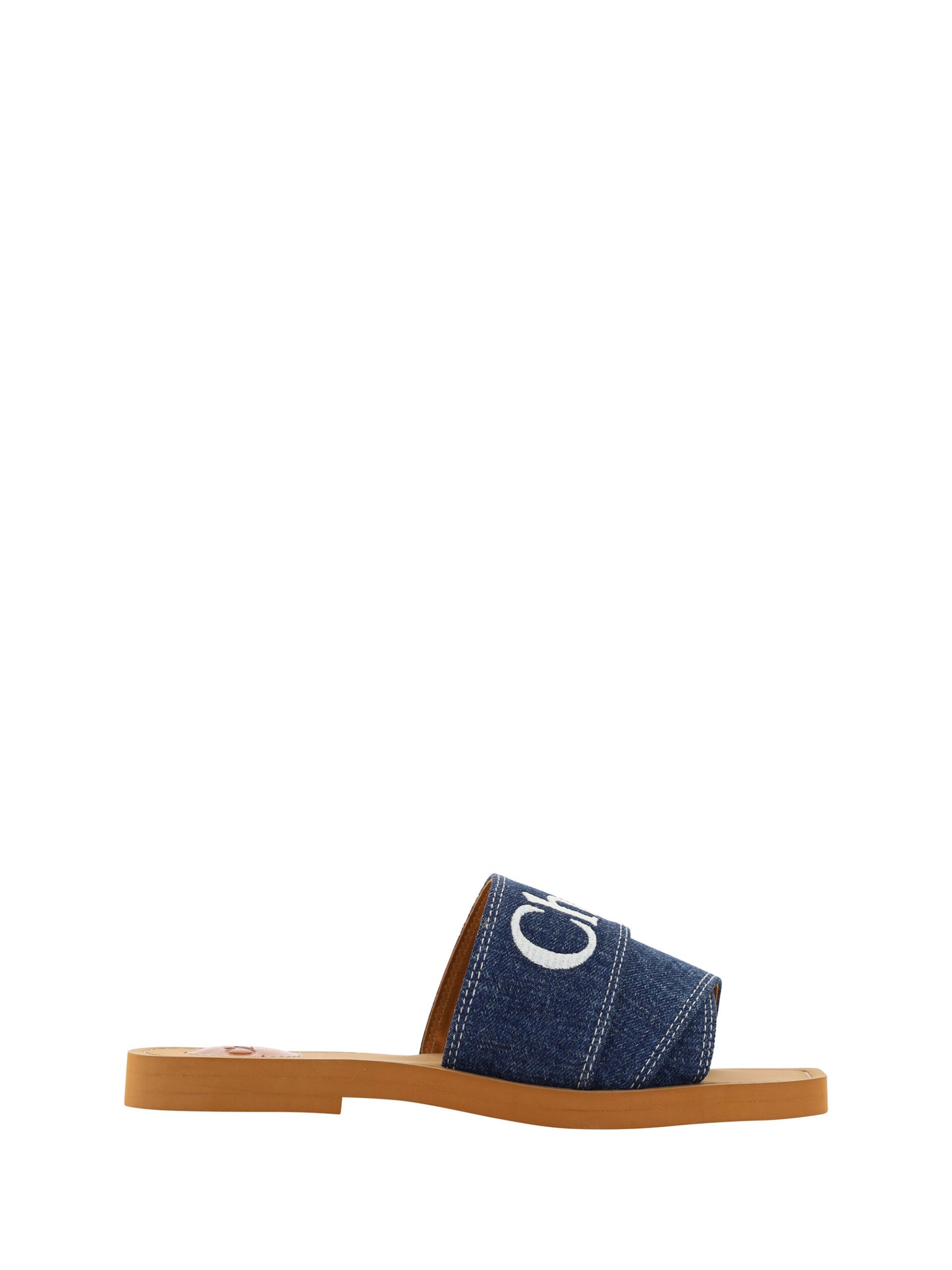 Sumptuous Cotton Woody Slide Sandals in Denim Blue