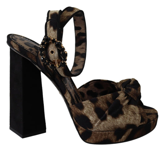 Leopard Print Ankle Strap Sandals