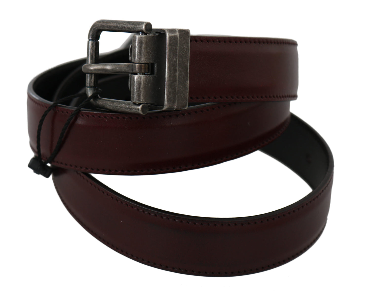 Elegant Bordeaux Leather Men's Belt