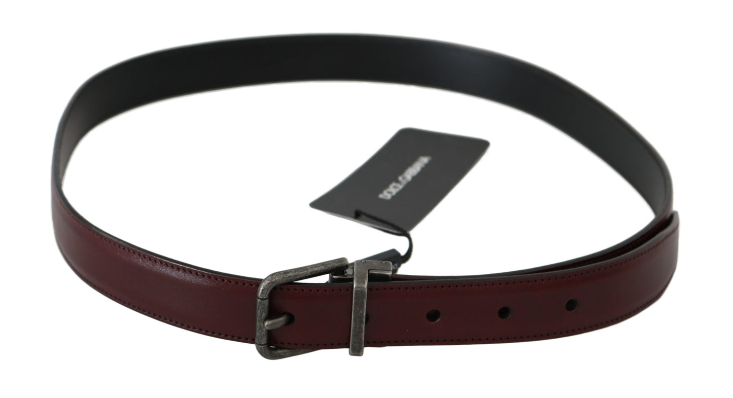 Elegant Bordeaux Leather Men's Belt