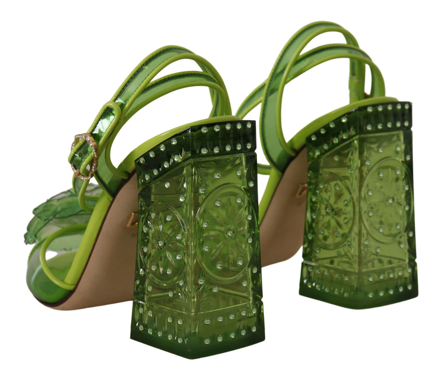 Enchanting Green Crystal Embellished Sandals