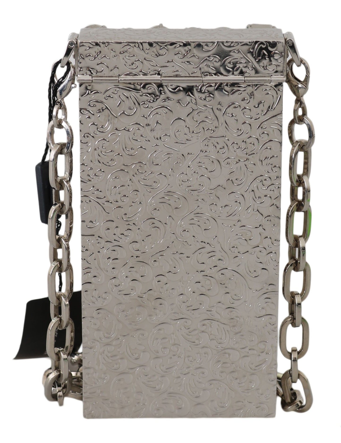 Crystal Embellished Silver Crossbody Purse