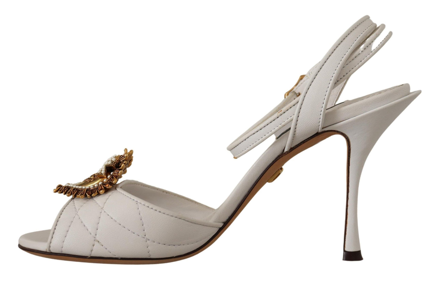 Devotion White & Gold Heeled Sandals