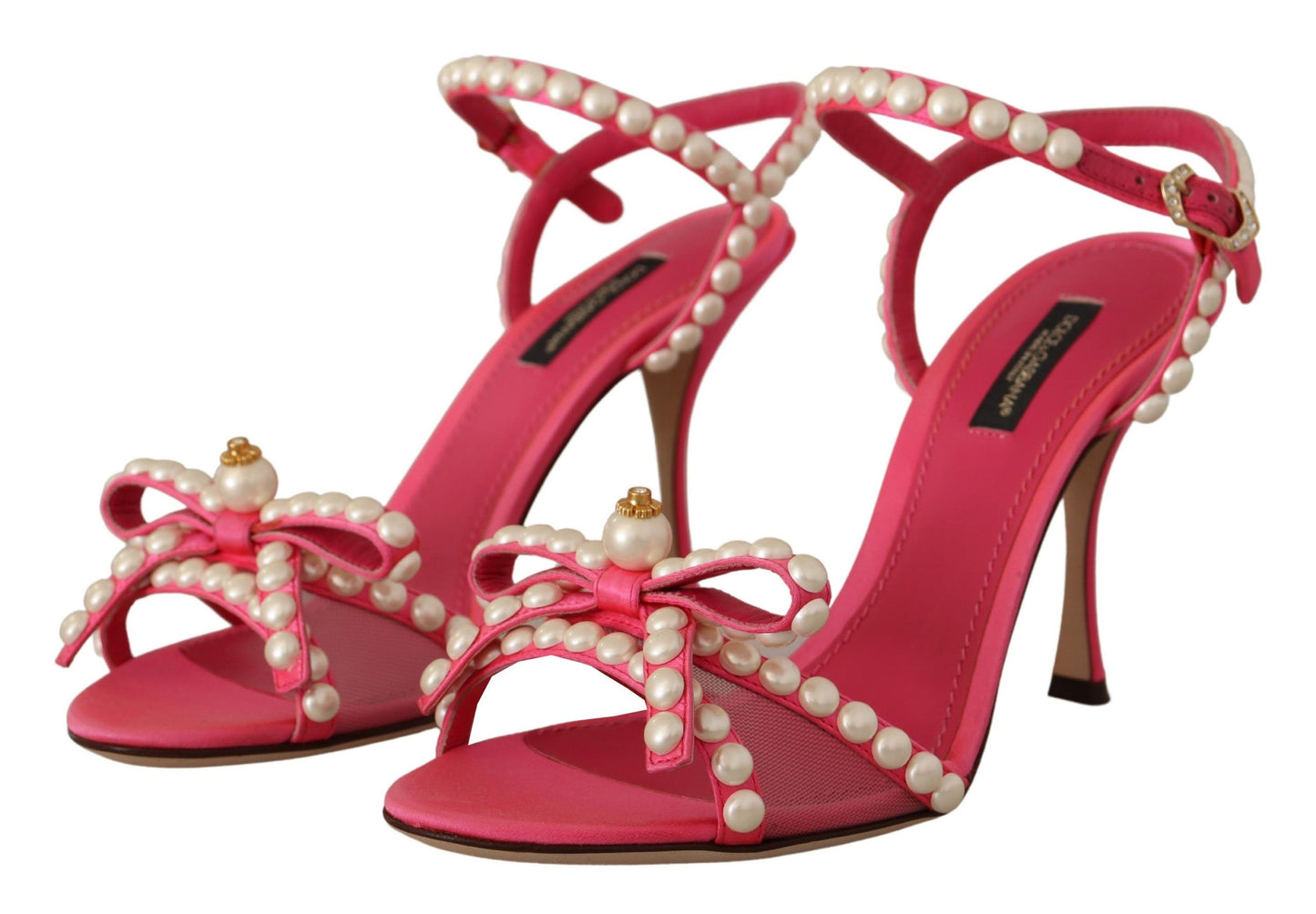 Elegant Pink Pearl Embellished Heels Sandals