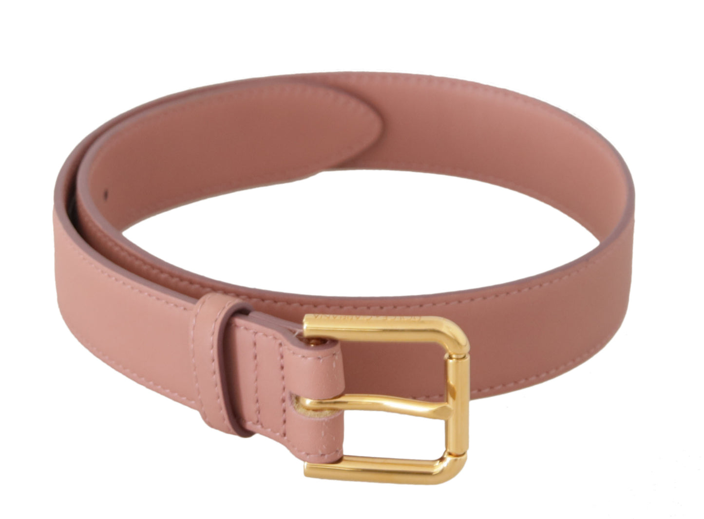 Elegant Pink Leather Belt with Engraved Buckle