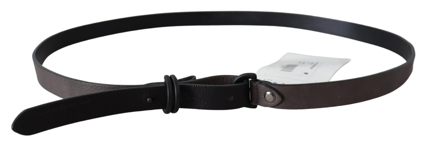 Elegant Brown Leather Waist Belt with Buckle