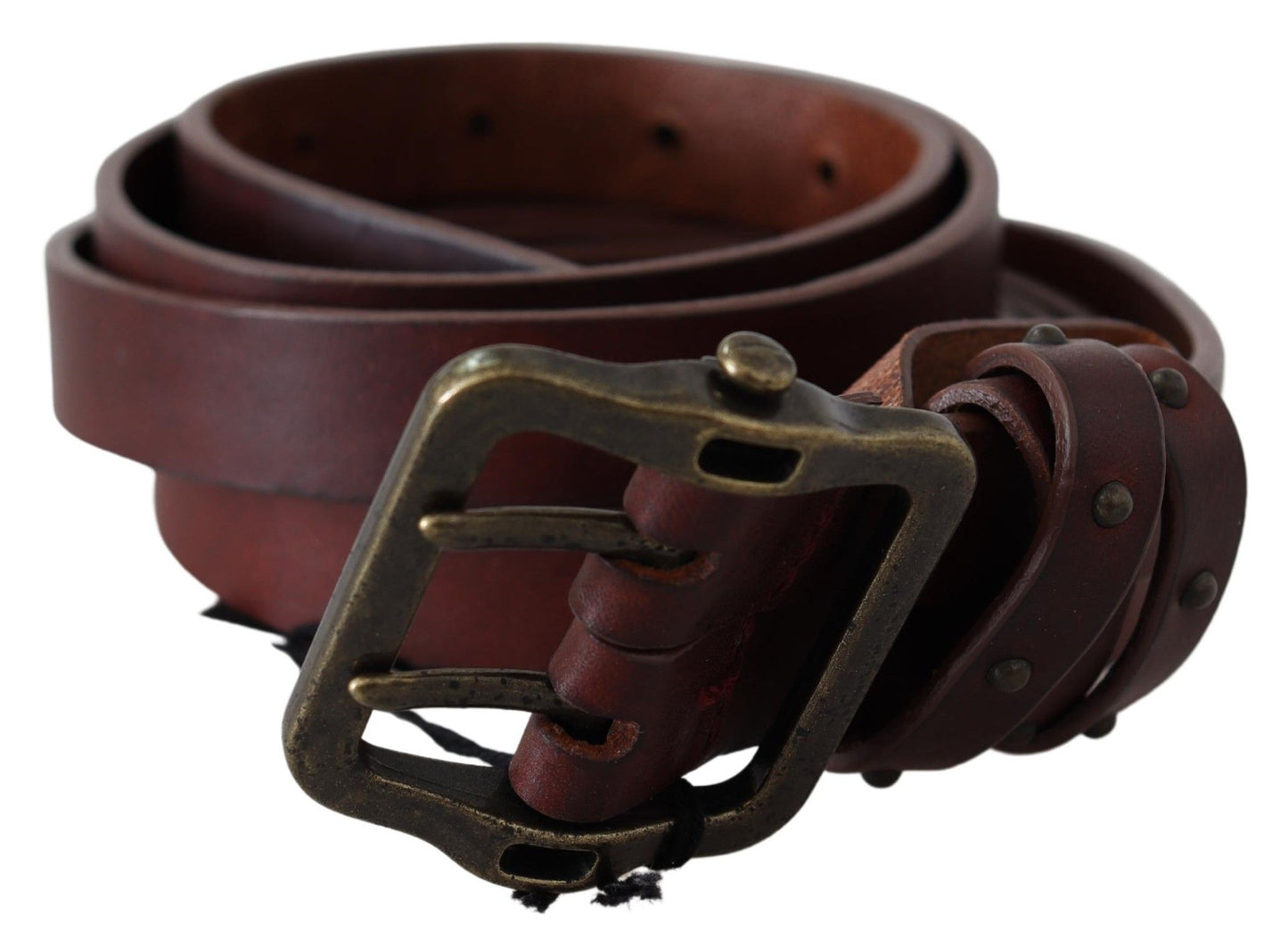 Elegant Leather Waist Belt with Bronze Buckle