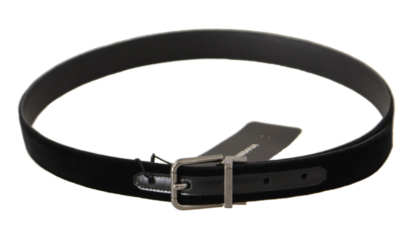 Elegant Black Cotton-Leather D&G Belt