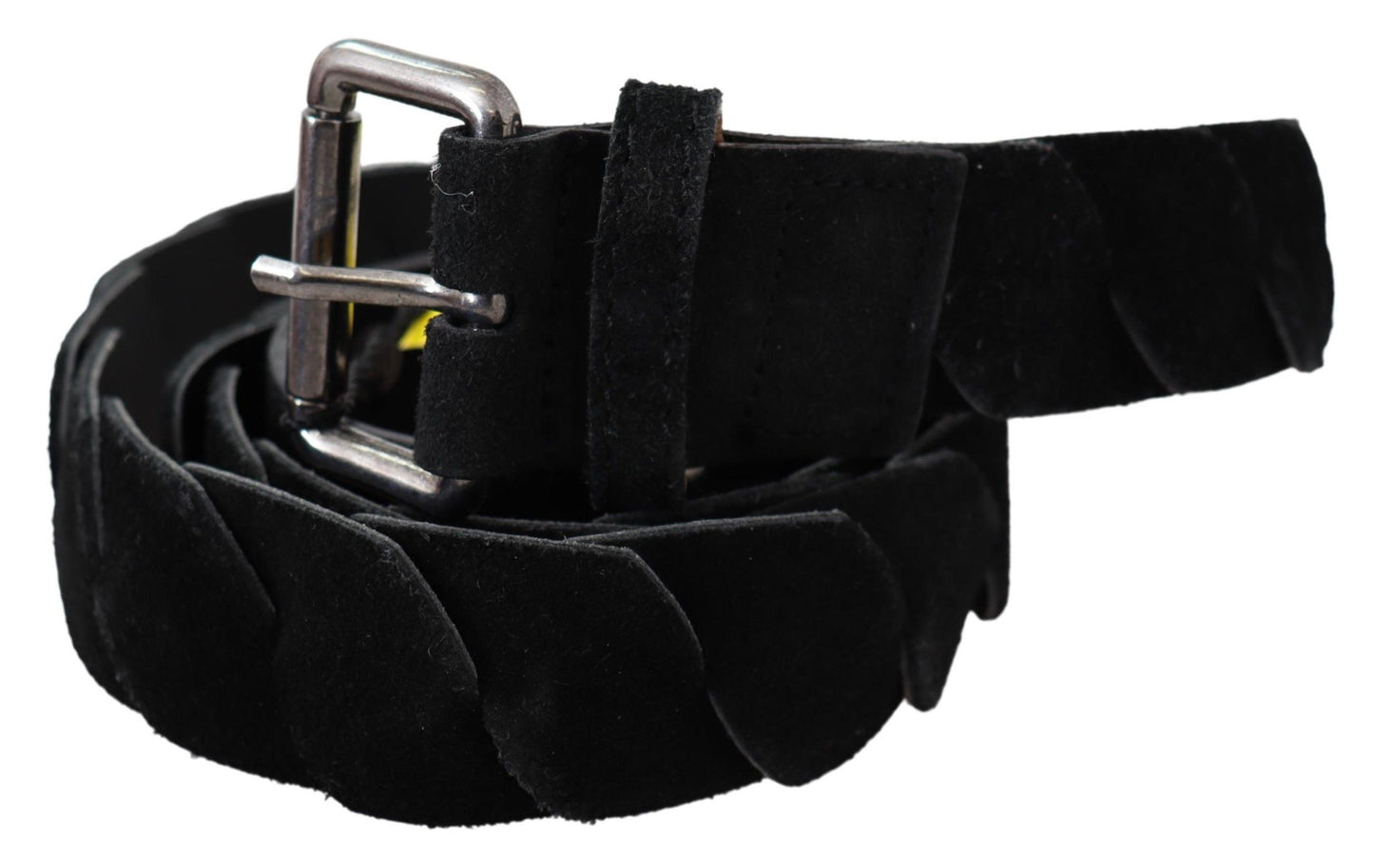 Elegant Black Leather Twist Velvet Belt