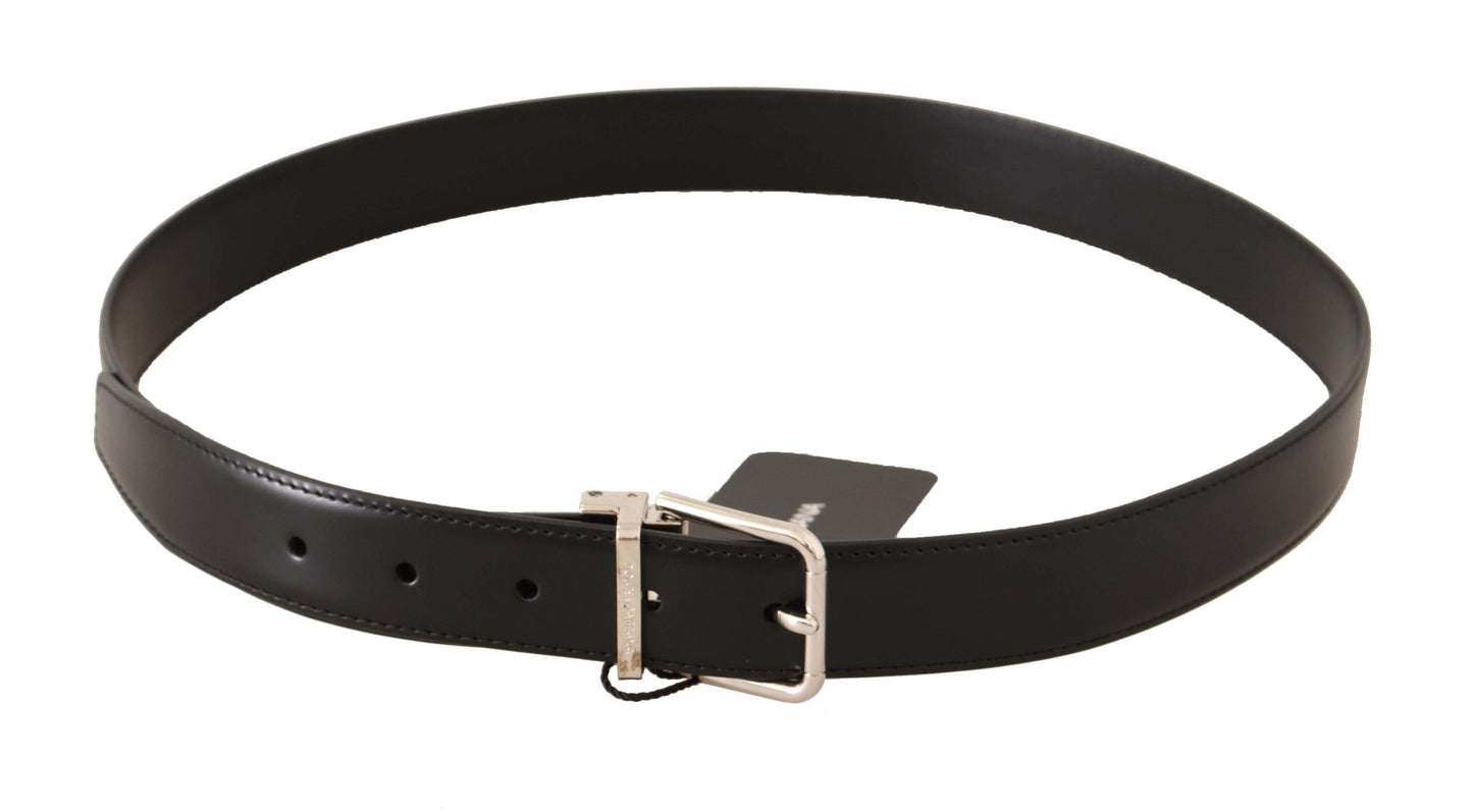 Elegant Black Leather Dress Belt