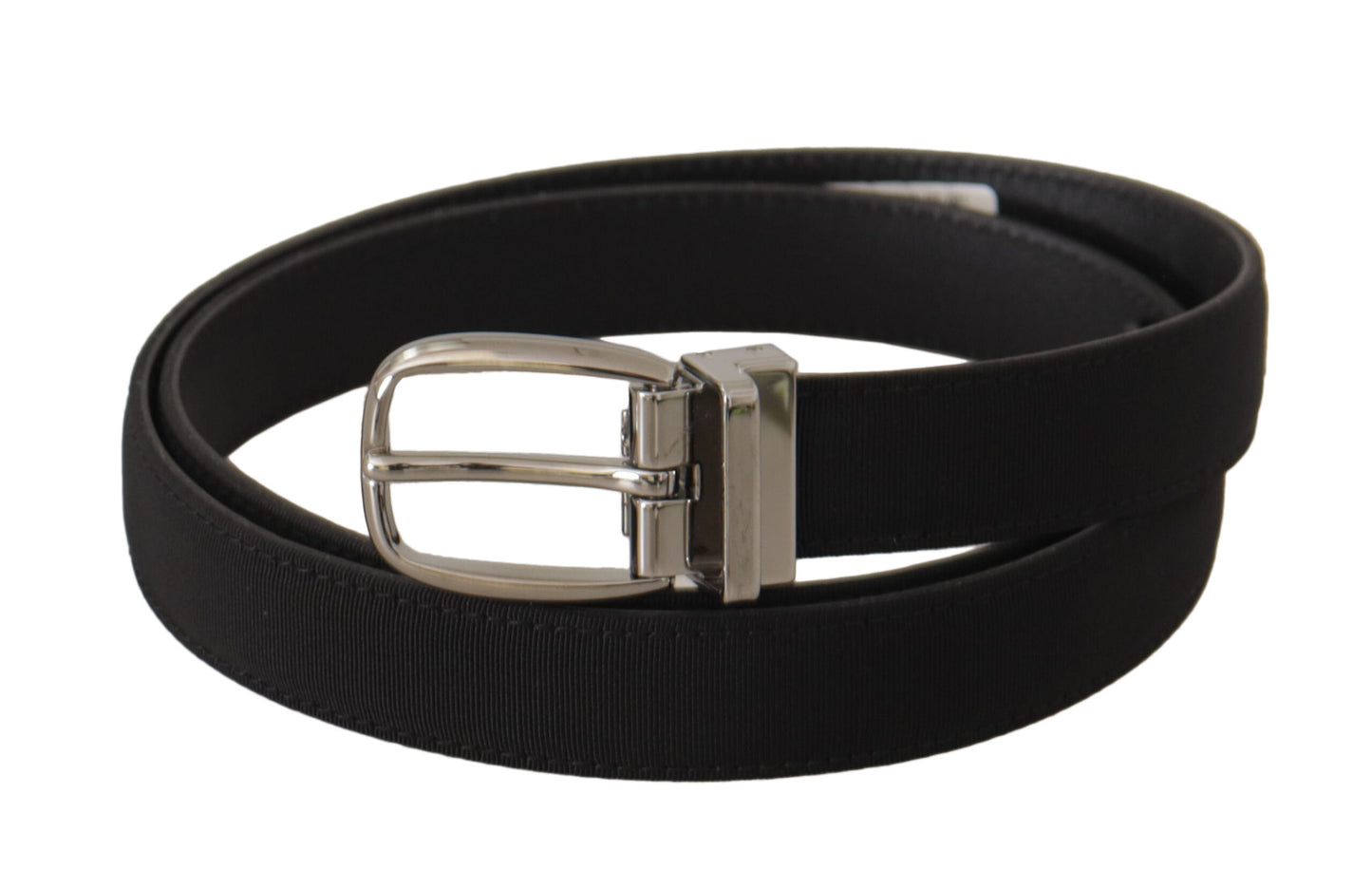 Elegant Black Canvas & Leather Belt