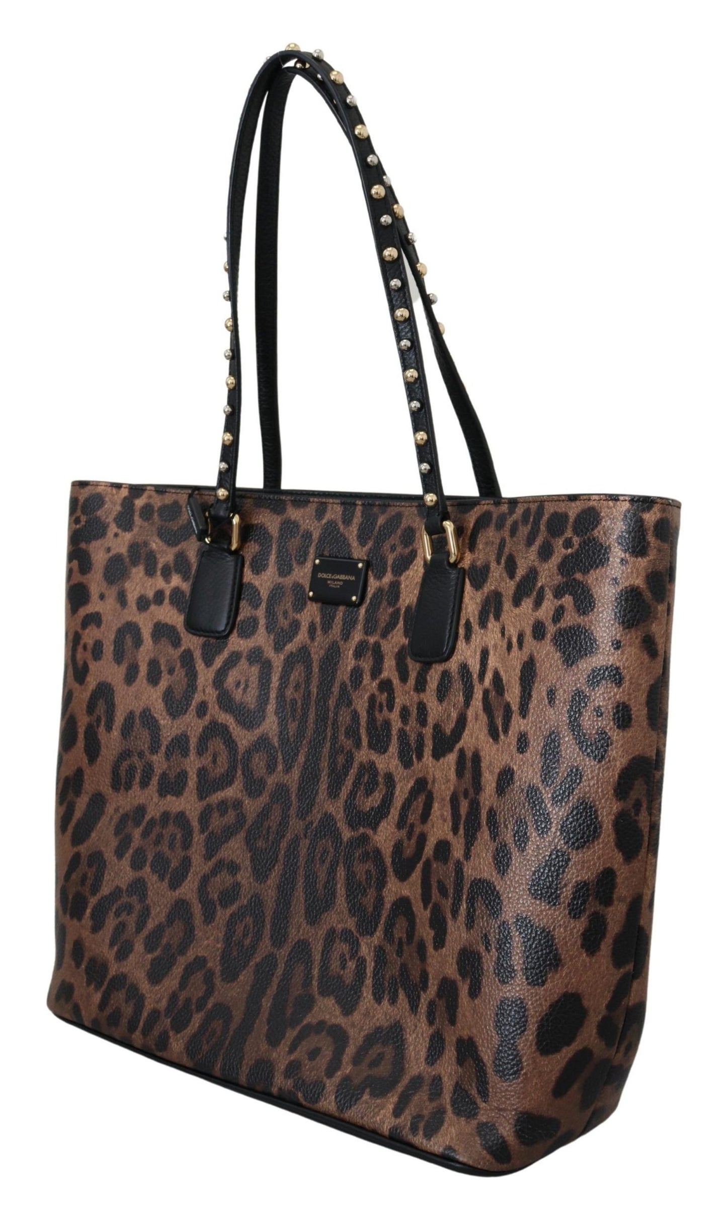 Glam Leopard Print Leather Tote