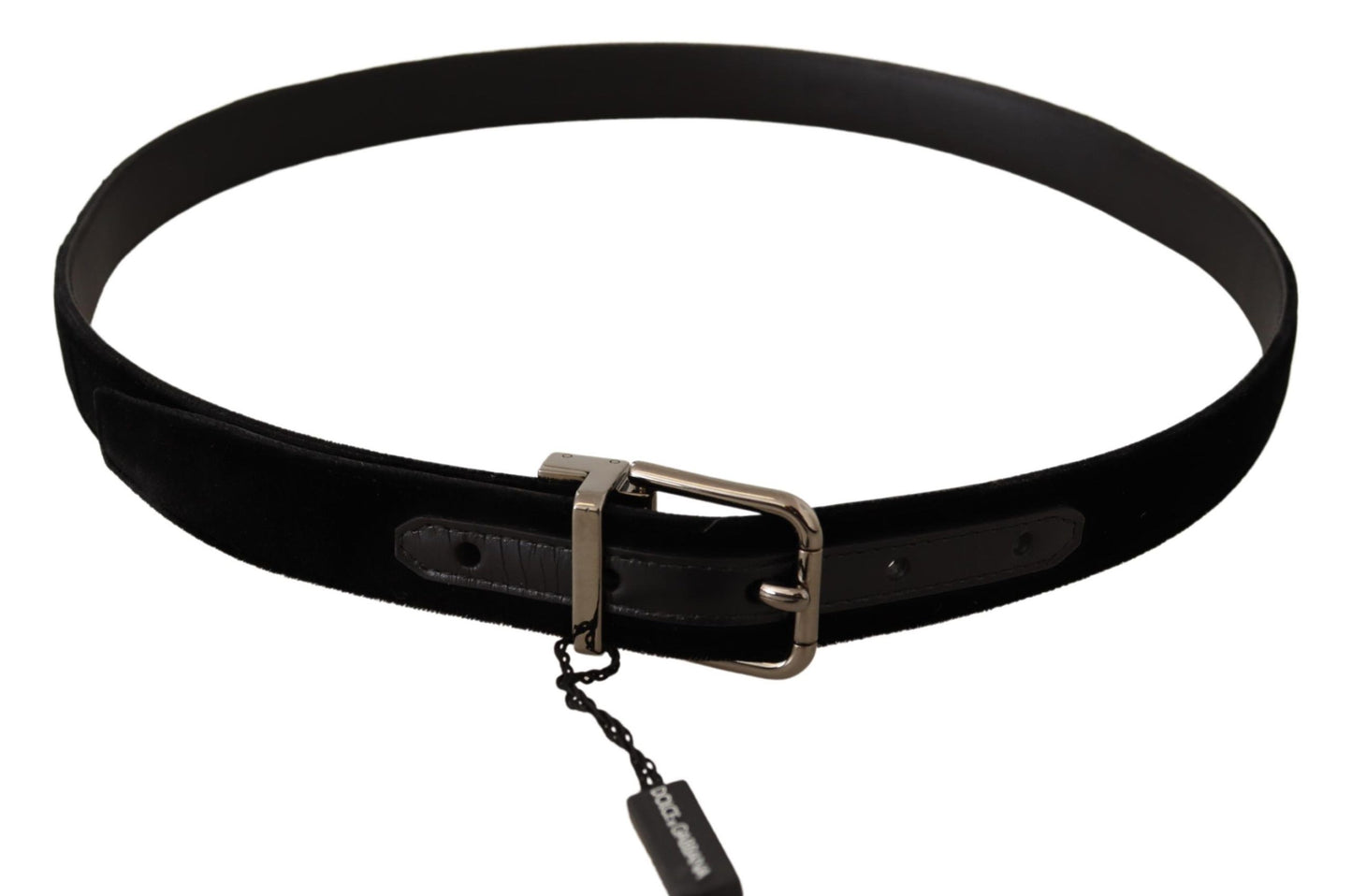 Elegant Black Viscose Leather Belt