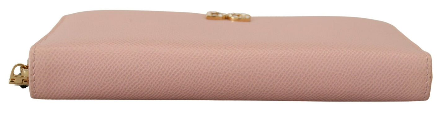 Elegant Pink Leather Continental Wallet