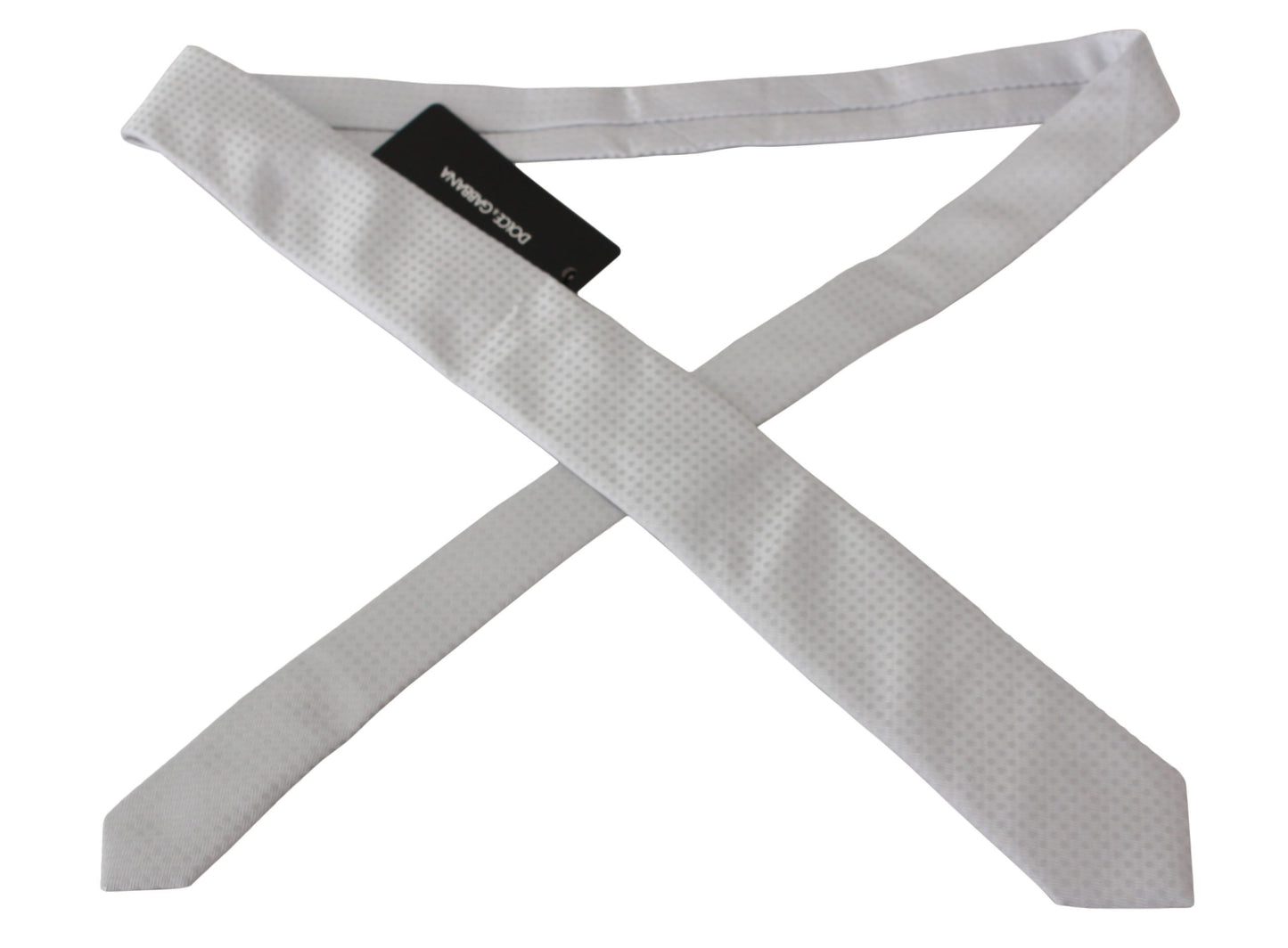 Elegant White Patterned Silk Blend Neck Tie