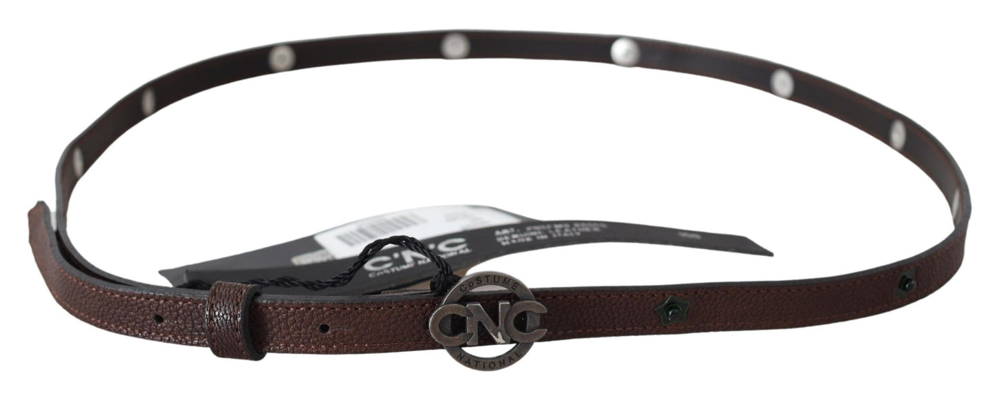 Elegant Brown Leather Belt with Rustic Hardware