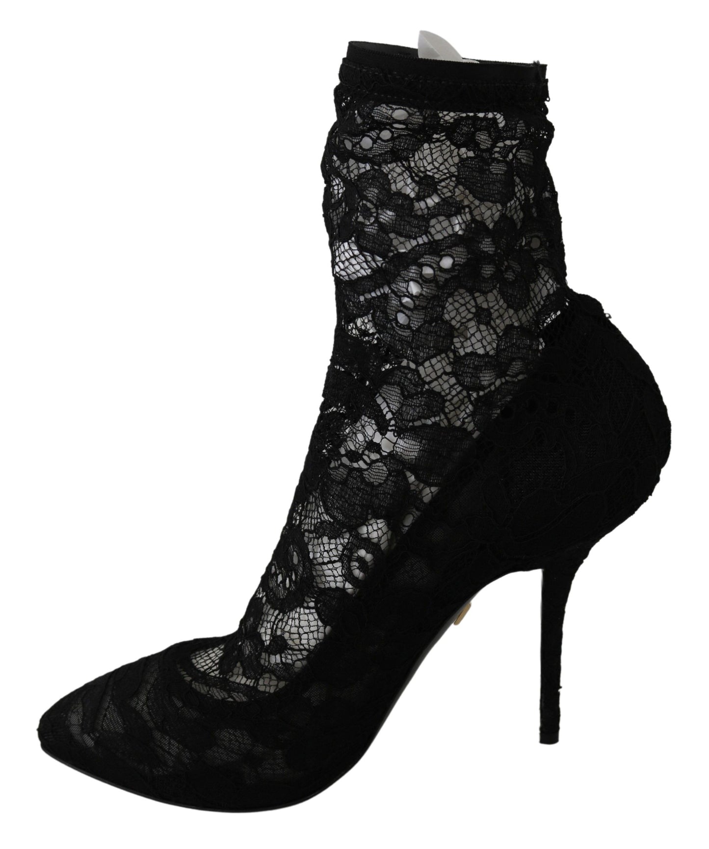 Elegant Black Floral Lace High Heel Boots