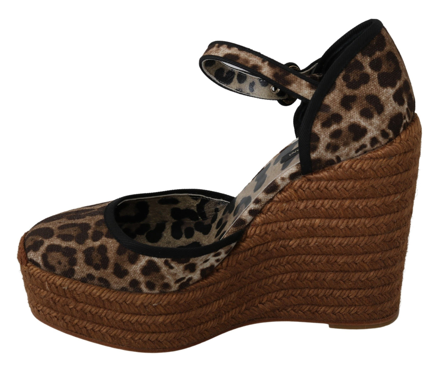 Elegant Leopard Canvas Wedge Sandals