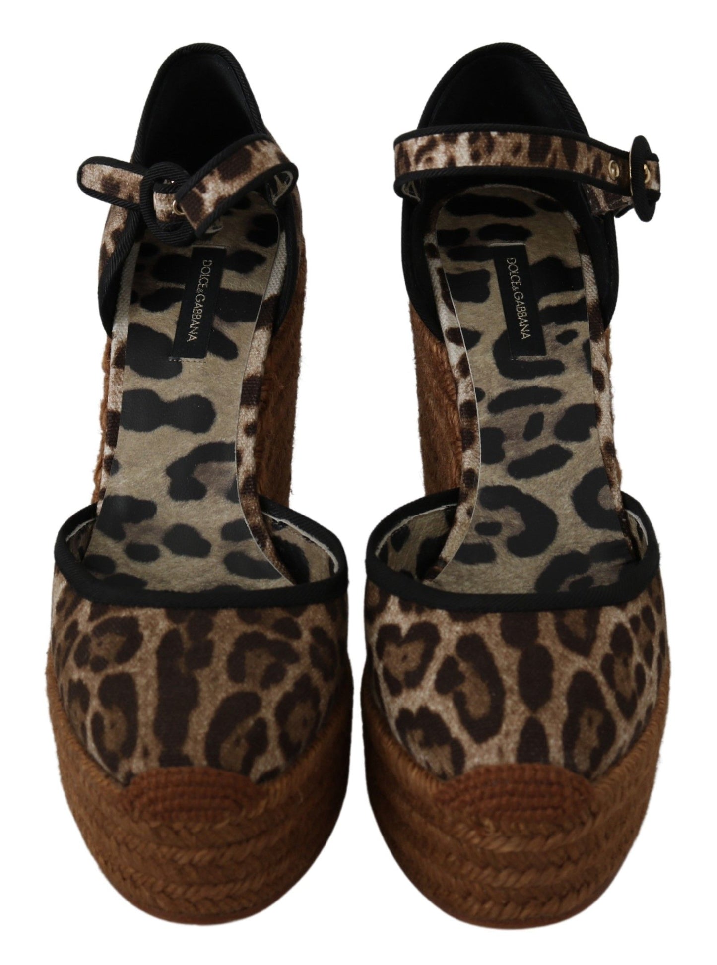 Elegant Leopard Canvas Wedge Sandals