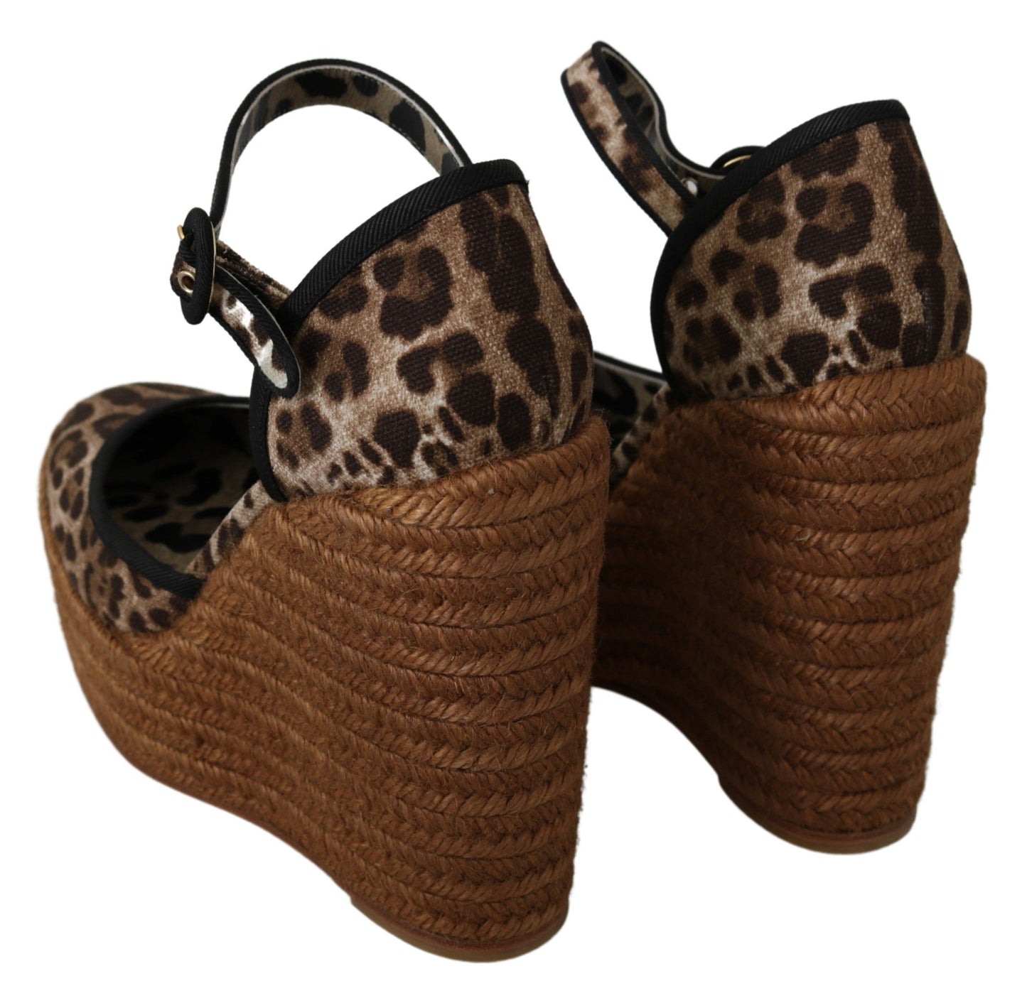 Elegant Leopard Canvas Wedge Sandals