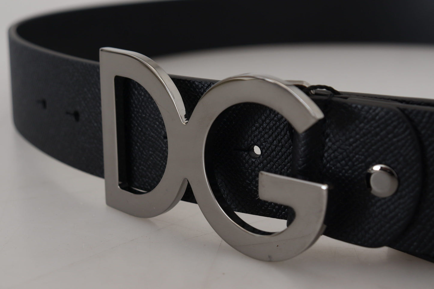 Elegant Black Leather Belt with DG Buckle