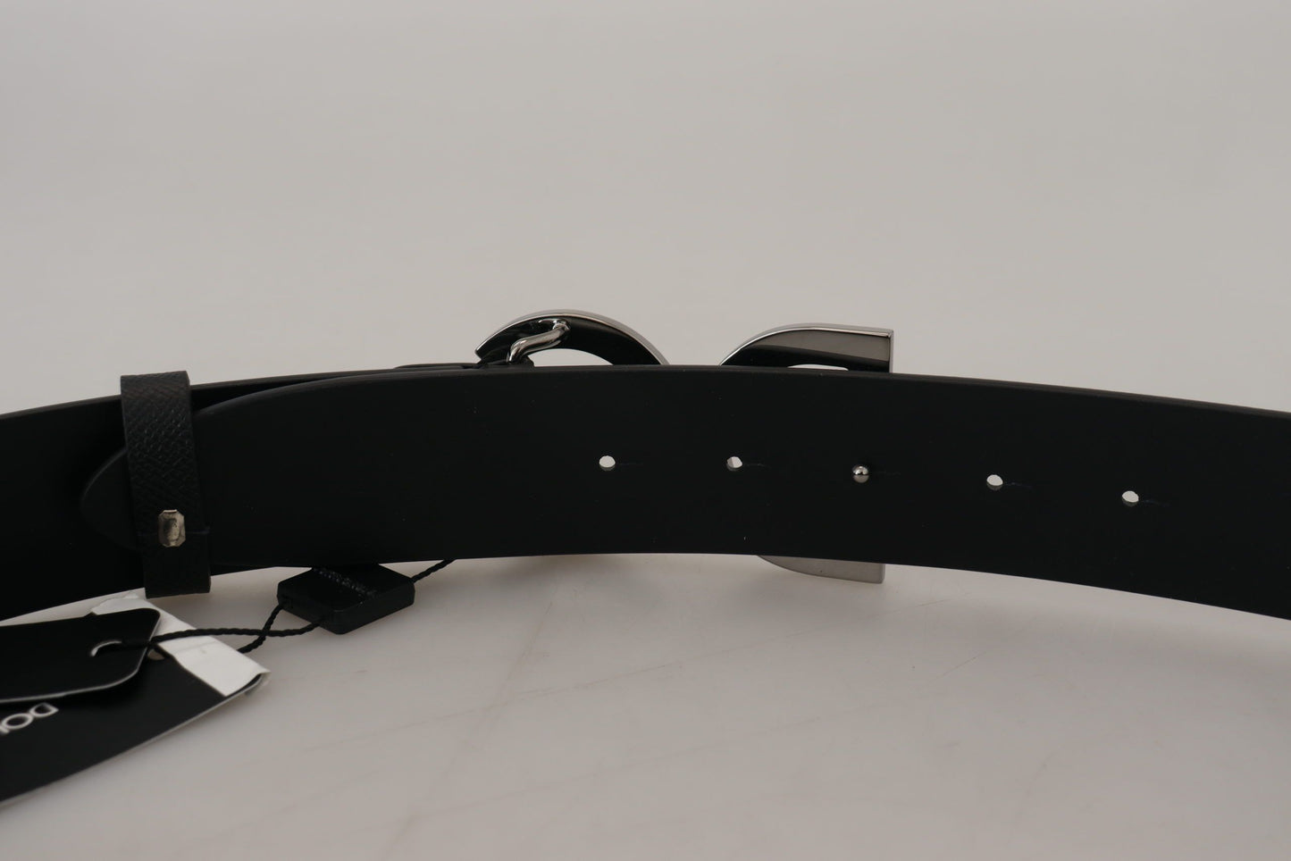 Elegant Black Leather Belt with DG Buckle