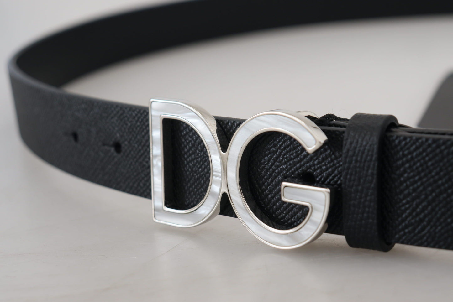 Elegant Black Leather Belt with DG Buckle