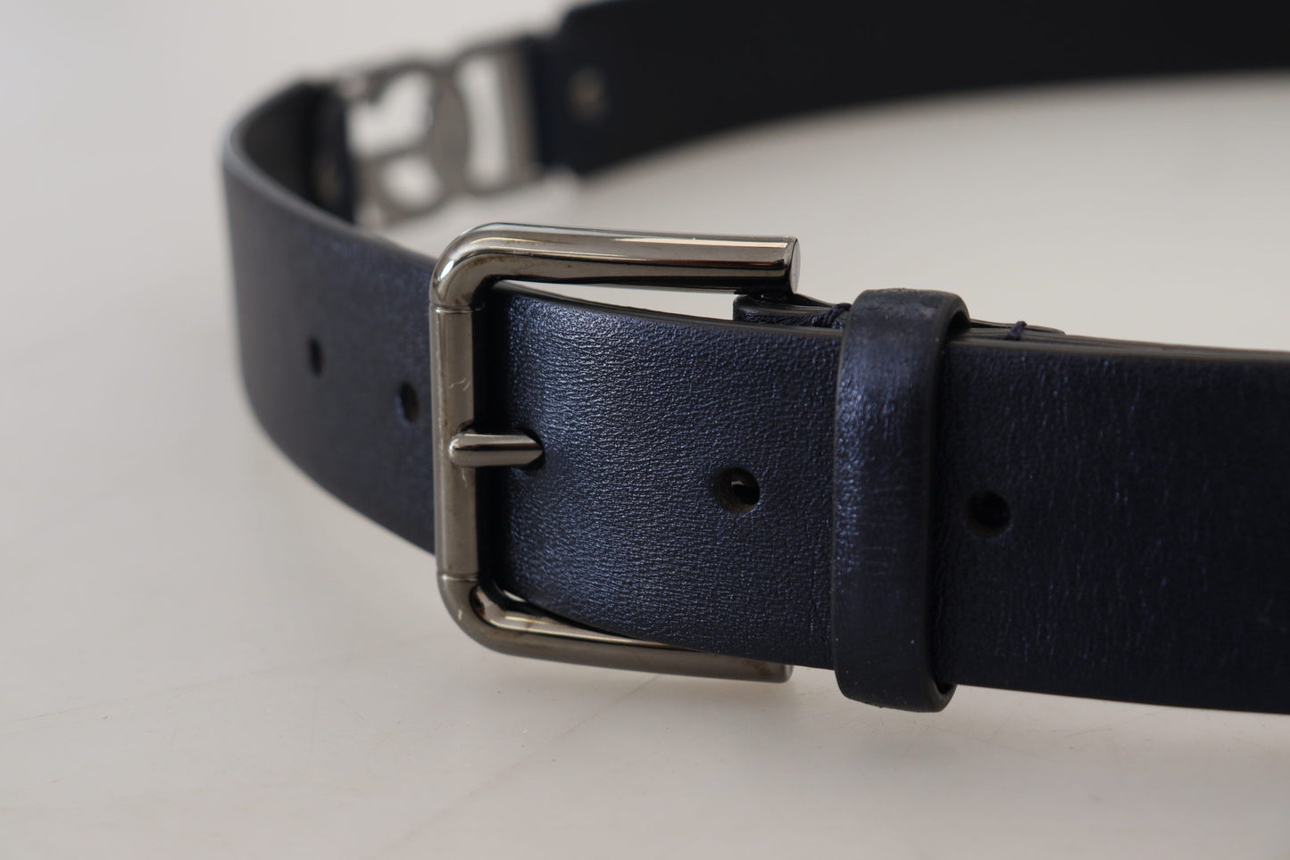 Metallic Blue Italian Leather Belt