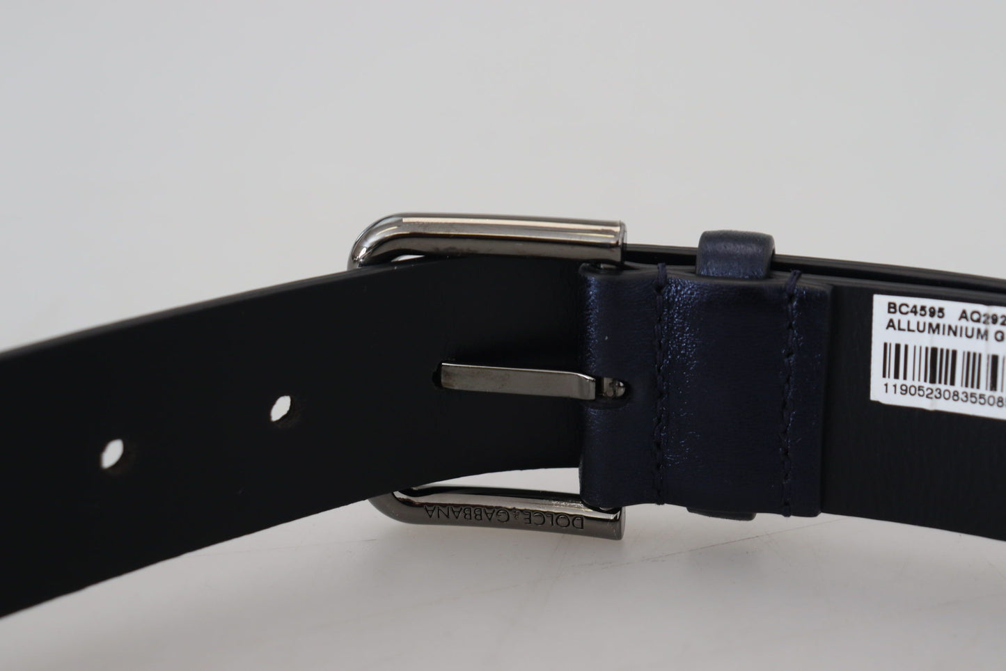 Metallic Blue Italian Leather Belt