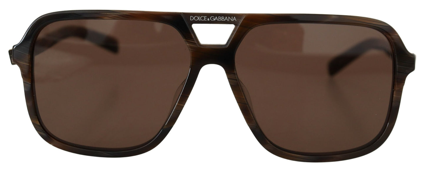 Elegant Unisex Brown Acetate Sunglasses