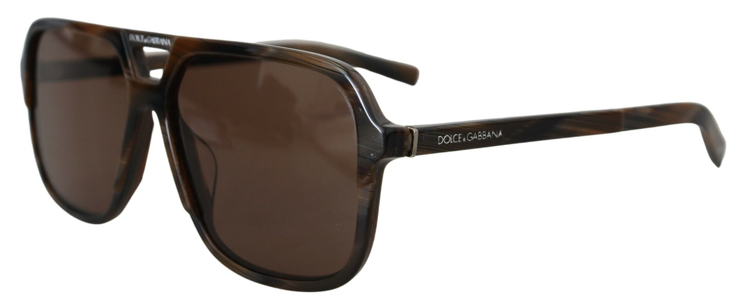 Elegant Unisex Brown Acetate Sunglasses